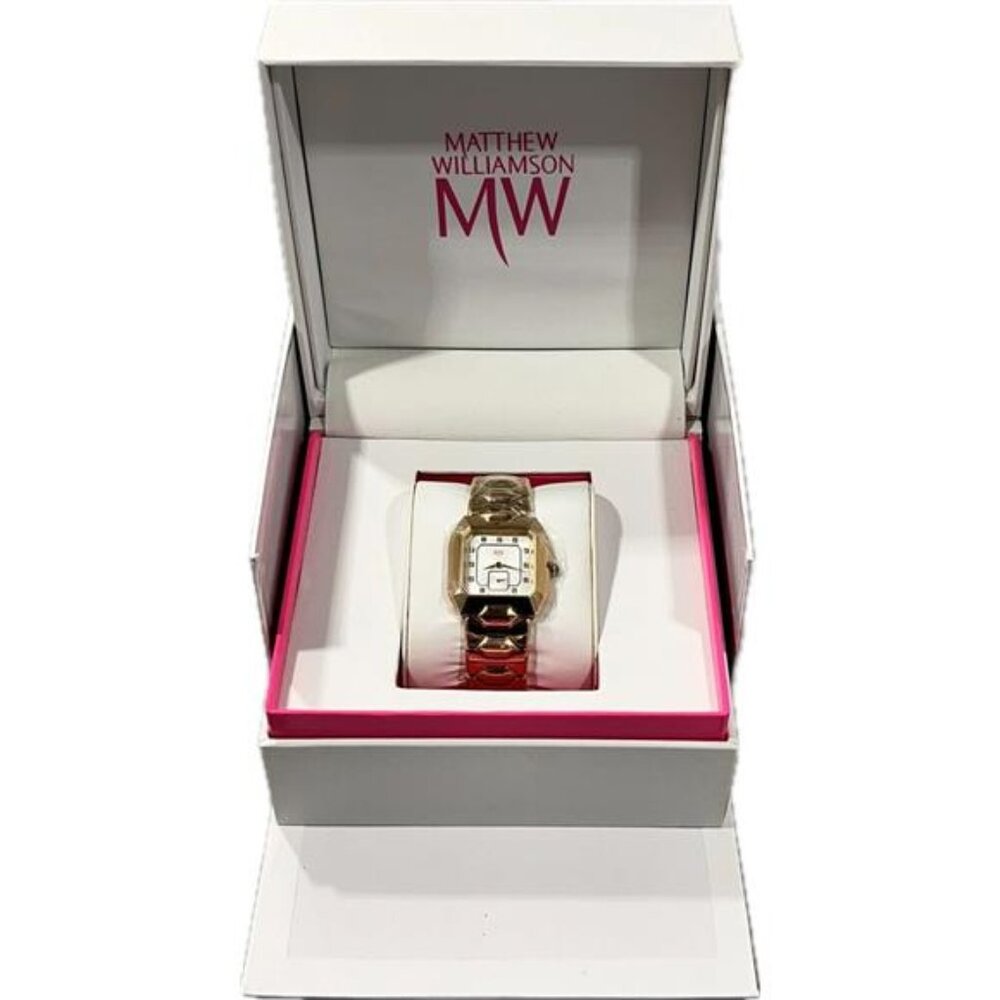 NEW Matthew Williamson Ladies Gold Plated Set Crystal Watch LBM33002-06